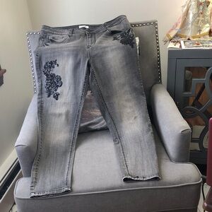 Distressed charcoal gray Jeans